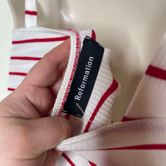 Reformation Nellie Red Striped Rib Mini Dress sz S - Picture 4 of 7